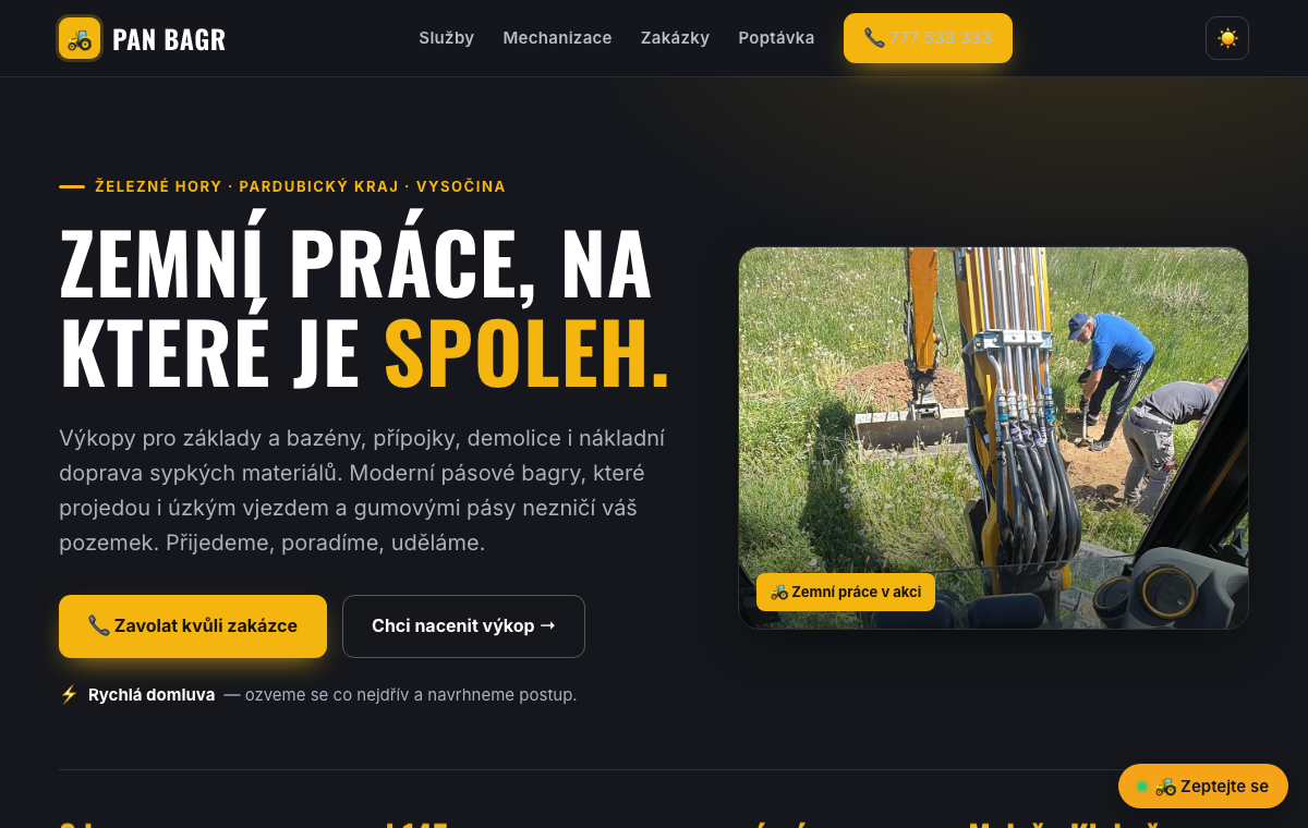 PAN BAGR — web pro zemní a stavební práce